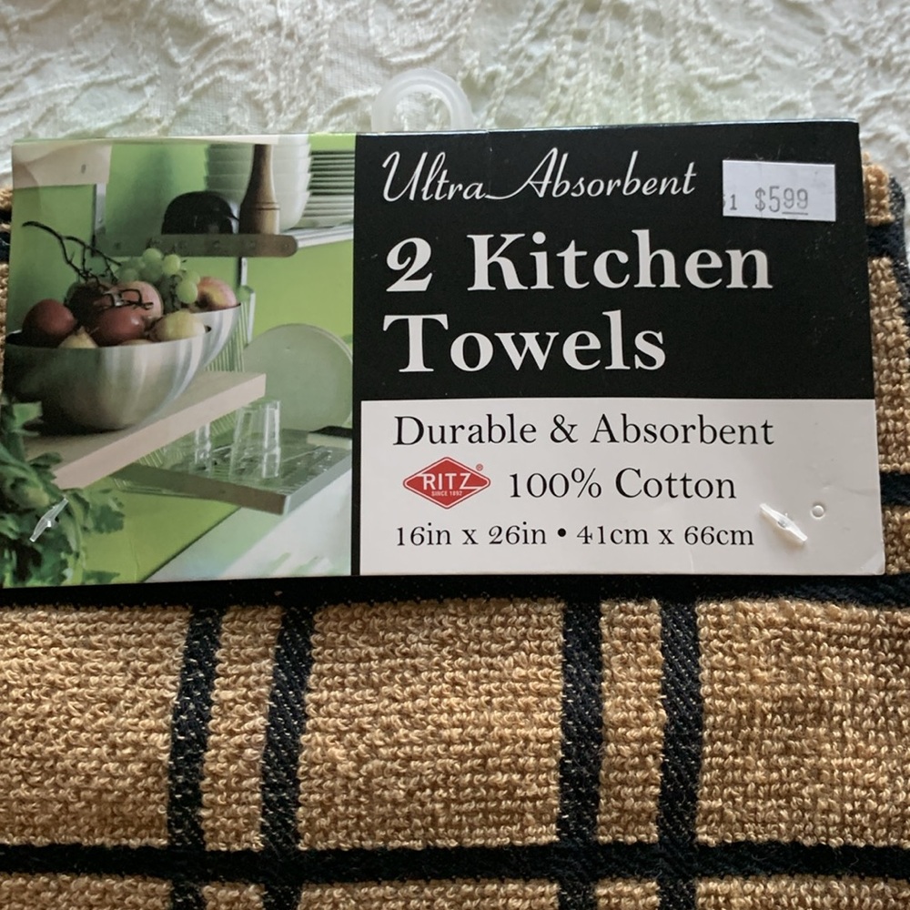 NWT All 12 - Large Cotton 16in x 26in Plaid Tan and Black KITCHEN Towels Set - Picture 9 of 9